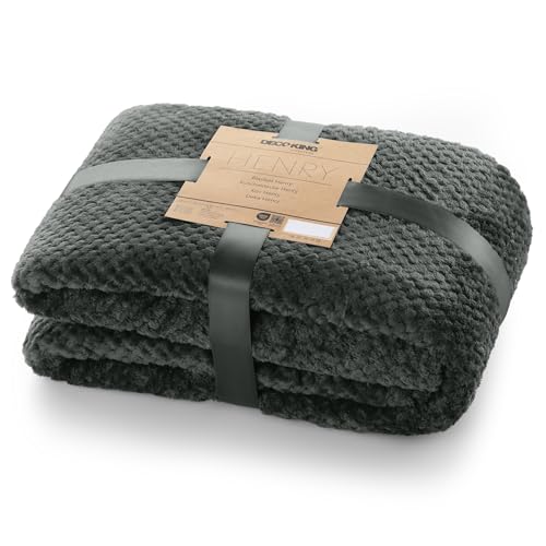DecoKing Kuscheldecke 170x210 cm Graphit Decke Microfaser Wohndecke Tagesdecke Fleece weich sanft kuschelig skandinavischer Stil grau anthrazit Henry von DecoKing