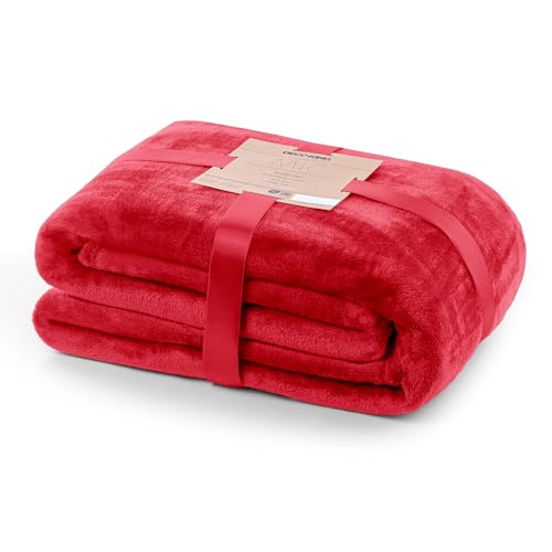 DecoKing Kuscheldecke 220x240 cm rot Decke Microfaser Tagesdecke Fleece weich sanft kuschelig red Mic von DecoKing