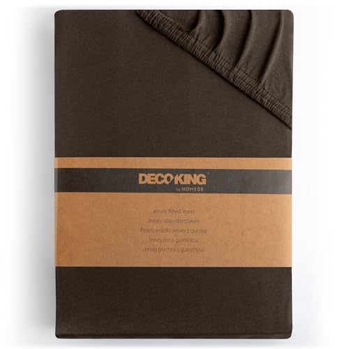 DecoKing Spannbettlaken 120x200 140x200 cm 100% gekämmte Baumwolle Braun Spannbetttücher Jersey Boxspringbett Amber 120 x 200 140 x 200 von DecoKing