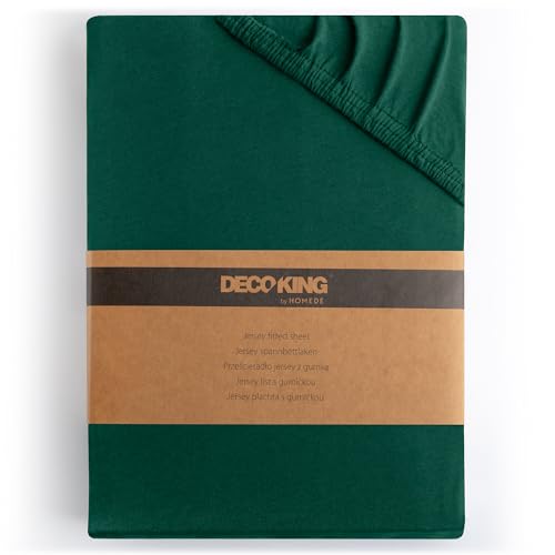 DecoKing Spannbettlaken 120x200 140x200 cm 100% gekämmte Baumwolle Grün Spannbetttücher Jersey Boxspringbett Amber 120 x 200 140 x 200 von DecoKing
