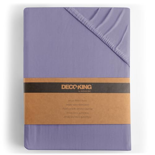 DecoKing Spannbettlaken 120x200 140x200 cm 100% gekämmte Baumwolle Lavendel Lila Spannbetttücher Jersey Boxspringbett Amber 120 x 200 140 x 200 von DecoKing