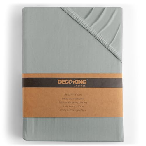 DecoKing Spannbettlaken 120x200 140x200 cm 100% gekämmte Baumwolle Grau Stahl Spannbetttücher Jersey Boxspringbett Amber 120 x 200 140 x 200 von DecoKing
