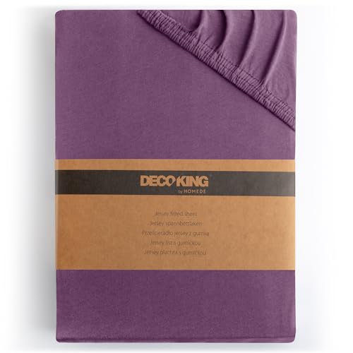 DecoKing Spannbettlaken 200x220 220x240 cm Pflaume Violett Spannbetttücher Jersey 100% Baumwolle Boxspringbett Amber 200 x 220 220 x 240 von DecoKing