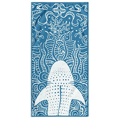DecoKing Strandtuch groß 90x180 cm Baumwolle Frottee Velours Badetuch dunkelblau Marineblau weiß Shark von DecoKing