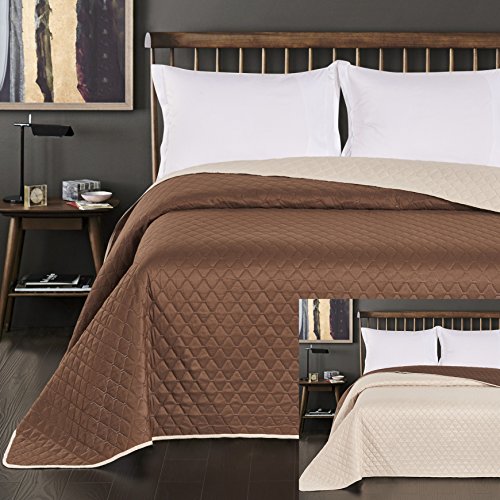 DecoKing 29695 Tagesdecke 170 x 210 cm creme braun schoko schokolade Bettüberwurf zweiseitig pflegeleicht cream brown choco chocolate Axel von DecoKing