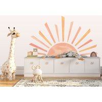 Aufgehende Sonne Wandtattoo, Sunshine Abstrakte Wand-Dekor Boho Kinderzimmer Sonnenuntergang Wandtattoo Für von DecoLandiaPrints