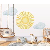 Großes Wandtattoo Sonne, Kinderzimmer Weicher Wandaufkleber Sonne von DecoLandiaPrints