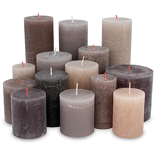 5 kg Rustik Stumpenkerzen und Polar Stumpenkerzen durchgefärbt Mixpaket Kerzen Mix Polar Rustic gemischt nach Farben | Qualitätskerzen Kerzenpaket | 1. Wahl (Braun/Grau) von DecoLite