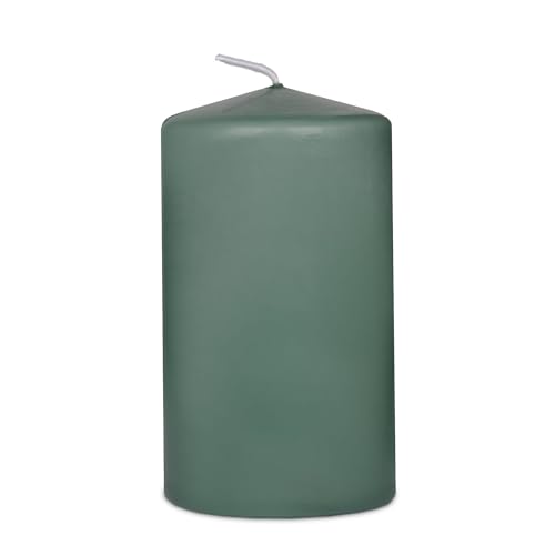 DecoLite 12er Pack Stumpenkerzen 100/60mm - Selbstverlöschend, Safe Candle, RAL Zertifiziert, 36 Stunden Brenndauer - 100% Made in Germany by Wenzel Kerzen (smaragd) von DecoLite
