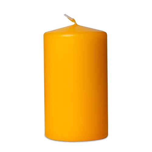DecoLite 12er Pack Stumpenkerzen 100/60mm - Selbstverlöschend, Safe Candle, RAL Zertifiziert, 36 Stunden Brenndauer - 100% Made in Germany by Wenzel Kerzen (zitrone) von DecoLite