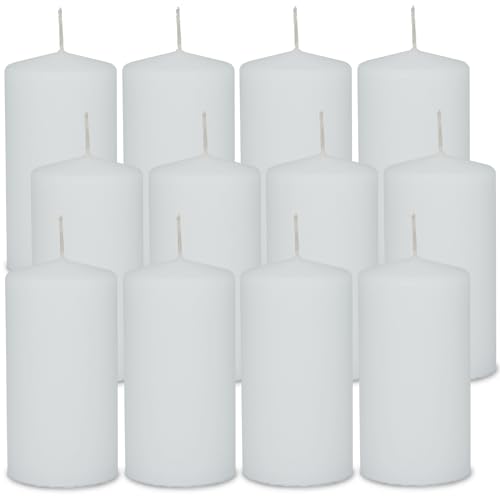 DecoLite 12er Pack Stumpenkerzen 130/70mm - Selbstverlöschend, Safe Candle, RAL Zertifiziert, 61 Stunden Brenndauer - 100% Made in Germany by Wenzel Kerzen (weiss) von DecoLite