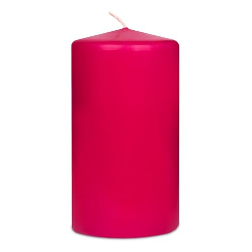 DecoLite 8er Pack Stumpenkerzen 130/70mm - Selbstverlöschend, Safe Candle, RAL Zertifiziert, 61 Stunden Brenndauer - 100% Made in Germany by Wenzel Kerzen (fuchsia) von DecoLite