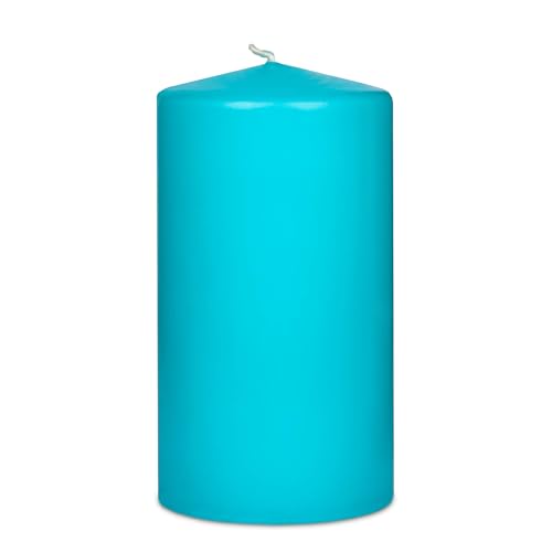 DecoLite 8er Pack Stumpenkerzen 130/70mm - Selbstverlöschend, Safe Candle, RAL Zertifiziert, 61 Stunden Brenndauer - 100% Made in Germany by Wenzel Kerzen (türkis) von DecoLite