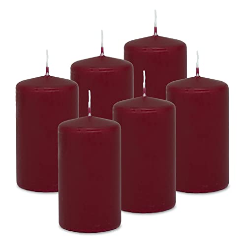 DecoLite: 6x Stumpenkerzen 100/60 mm Safe Candle - Selbstverlöschend - Brenndauer ca. 36 Stunden - 100% made in Germany von Wenzel Kerzen Wachskerzen - RAL Zertifiziert (altrot) von DecoLite