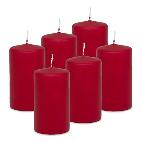 DecoLite: 6x Stumpenkerzen 100/60 mm Safe Candle - Selbstverlöschend - Brenndauer ca. 36 Stunden - 100% made in Germany von Wenzel Kerzen Wachskerzen - RAL Zertifiziert (rot) von DecoLite