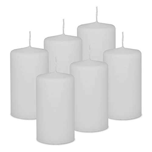 DecoLite: 6x Stumpenkerzen 100/60 mm Safe Candle - Selbstverlöschend - Brenndauer ca. 36 Stunden - 100% made in Germany von Wenzel Kerzen Wachskerzen - RAL Zertifiziert (weiss) von DecoLite