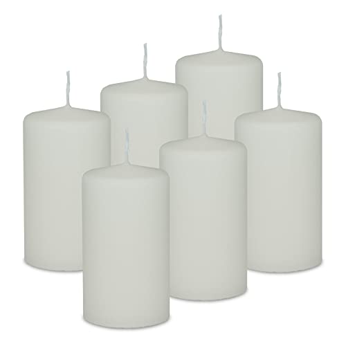 DecoLite: 6x Stumpenkerzen 100/60 mm Safe Candle - Selbstverlöschend - Brenndauer ca. 36 Stunden - 100% made in Germany von Wenzel Kerzen Wachskerzen - RAL Zertifiziert (wollweiss) von DecoLite