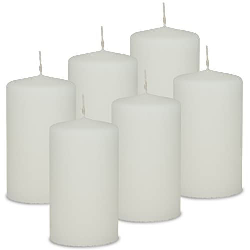 DecoLite: 6x Stumpenkerzen 130/70 mm Safe Candle - Selbstverlöschend - Brenndauer ca. 61 Stunden - 100% made in Germany von Wenzel Kerzen Wachskerzen - RAL Zertifiziert (wollweiss) von DecoLite