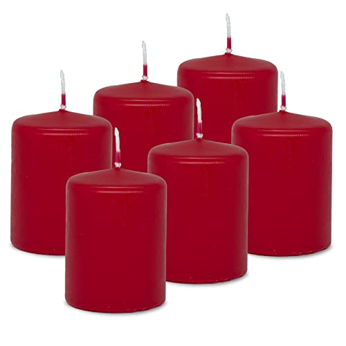 DecoLite: 6x Stumpenkerzen 80/60 mm Safe Candle - Selbstverlöschend - Brenndauer ca. 27 Stunden - 100% made in Germany von Wenzel Kerzen Wachskerzen - RAL Zertifiziert (rot) von DecoLite