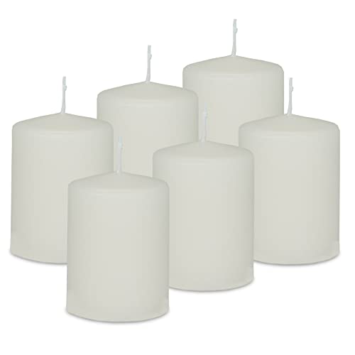 DecoLite: 6x Stumpenkerzen 80/60 mm Safe Candle - Selbstverlöschend - Brenndauer ca. 27 Stunden - 100% made in Germany von Wenzel Kerzen Wachskerzen - RAL Zertifiziert (wollweiss) von DecoLite