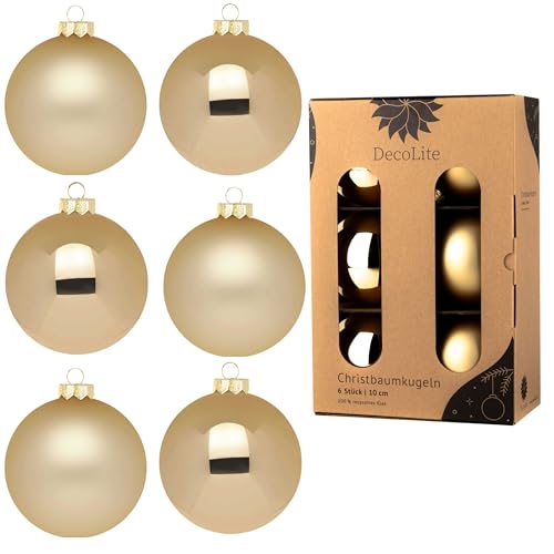 DecoLite: Christbaumkugeln aus Glas Ø 10 cm (6 Stück) - Gold - matt/glänzend von DecoLite