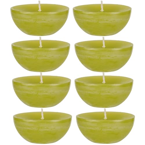 DecoLite: Maxi XL-Schwimmkerzen Rustik Set - 8 Kerzen, Ø 8 cm - 7 Std. lange Brenndauer - Schwimmlicht, extra gross, indoor outdoor Gartendeko Wasserkerzen (Limone) von DecoLite
