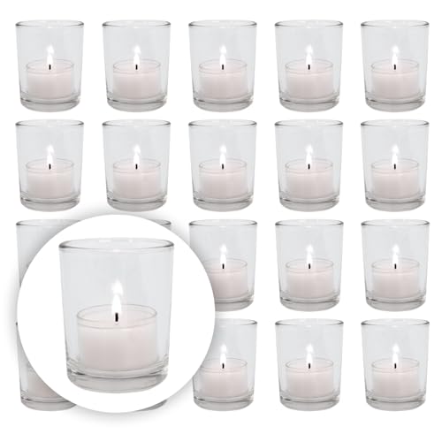 Decolite Bundle 24-48 Stück PUR Teelichtgläser Windlicht Set | 24-48 teilig Ø 5,5 cm H 6,5 cm | Hochwertiges Glas Rund | Glasgefäß Tischdeko Teelichthalter Hochzeitsdeko (24 Stück) von DecoLite