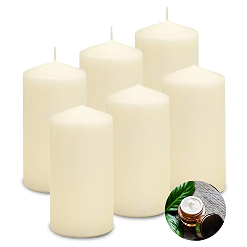 Duft-Stumpenkerze Duftkerze Duft Stumpen 13 cm Aroma - 40h div. Düfte RAL Zertifiziert Pillar Candle Aroma + gratis Feuerzeug - Deutsche Markenherstellung (Soft Creme) von DecoLite