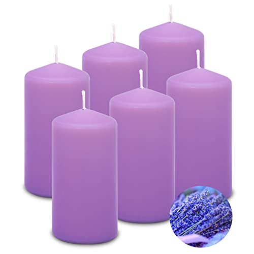 Duft-Stumpenkerze Duftkerze Duft Stumpen 13 cm Aroma - 40h div. Düfte RAL Zertifiziert Pillar Candle Aroma + gratis Feuerzeug - Deutsche Markenherstellung (Lavendelfelder) von DecoLite