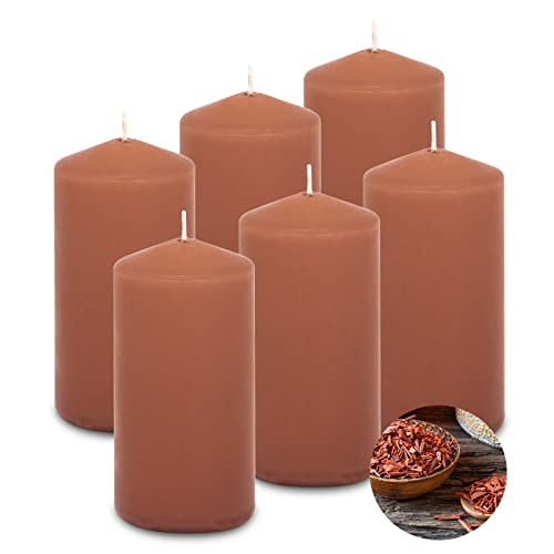 Duft-Stumpenkerze Duftkerze Duft Stumpen 13 cm Aroma - 40h div. Düfte RAL Zertifiziert Pillar Candle Aroma + gratis Feuerzeug - Deutsche Markenherstellung (Sandelholz) von DecoLite