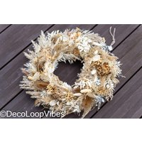 Trockenblumenkranz Winter Herbst Gold/Weihnachten Boho Adventskranz Modern Beige/Pampasgras Blumenring Aufhängen/Boho Loop Wreath/Geschenk Trockenblumenkranz Winter Herbst Gold/Weihnachten Boho Adventskranz Modern Beige/Pampasgras Blumenring Aufhängen/Boho Loop Wreath/Geschenk von DecoLoopVibes