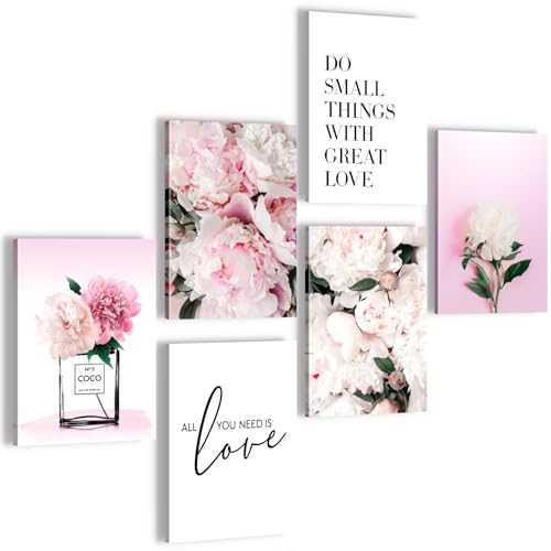 DecoMe Poster Set - Fashion Blumen Rosen Liebe - OHNE RAHMEN -Wohnzimmer Schlafzimmer Mädchenzimmer - Made in Germany – Weiß Rosa – N016560a von DecoMe