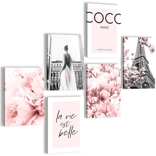 DecoMe Poster Set - Fashion Blumen Rosen - OHNE RAHMEN -Wohnzimmer Schlafzimmer Mädchenzimmer - Made in Germany – Fashion Coco – N002460a von DecoMe