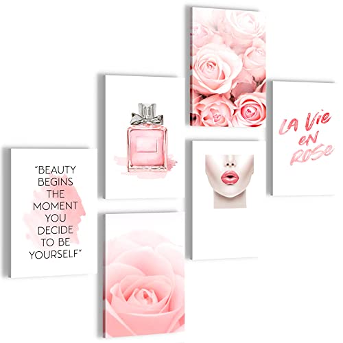 DecoMe Poster Set - Fashion Blumen Rosen - OHNE RAHMEN -Wohnzimmer Schlafzimmer Mädchenzimmer - Made in Germany – Weiß Rosa – N015860a von DecoMe