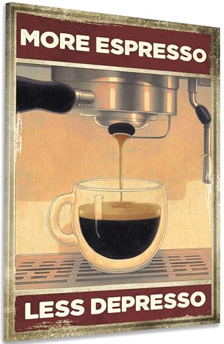 DecoMe Wandbild 60 x 40 cm XXL Kaffee - Spruch Zitat Küche Esszimmer Wanddeko Bild - Leinwand Holz Zimmer Deko Aesthetic Room von DecoMe