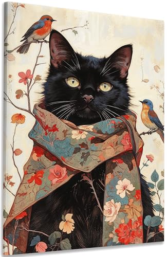 DecoMe Wandbild 60 x 40 cm XXL Katze Japan - Vintage Schlafzimmer Mode Wanddeko Bild - Leinwand Holz Zimmer Deko Aesthetic Room DecoMe Wandbild 60 x 40 cm XXL Katze Japan - Vintage Schlafzimmer Mode Wanddeko Bild - Leinwand Holz Zimmer Deko Aesthetic Room von DecoMe