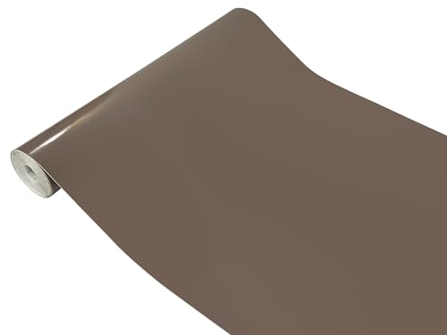 Klebefolie Möbel 45x200 cm | Möbelfolie selbstklebend matt oder glänzend | Einfarbig Klebefolie für Möbel - einfache Anwendung, ideal für die Renovierung von Küche oder Bad | Grau/Braun Glanz von DecoMeister