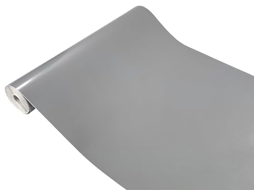 Klebefolie Möbel 45x200 cm | Möbelfolie selbstklebend matt oder glänzend | Einfarbig Klebefolie für Möbel - einfache Anwendung, ideal für die Renovierung von Küche oder Bad | Silber/Grau Glanz von DecoMeister