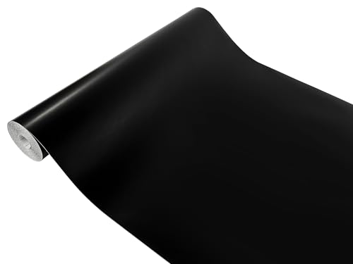 DecoMeister Klebefolie Möbel 90x100 cm | Möbelfolie selbstklebend matt oder glänzend | Einfarbig Klebefolie für Möbel - einfache Anwendung, ideal für die Renovierung von Küche oder Bad | Schwarz Matt von DecoMeister