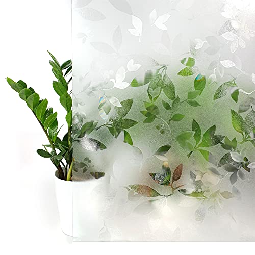 DecoMeister Fensterfolie statisch selbsthaftend Glasfolie UV-Schutz Sichtschutzfolie Dekofolie für Schlafzimmer, Badezimmer, Kinderzimmer Adhäsionsfolie 90x100 cm Fancy Leafs 3D von DecoMeister