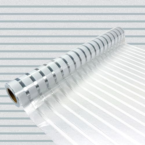 DecoMeister Fensterfolie statisch selbsthaftend Glasfolie UV-Schutz Sichtschutzfolie Dekofolie für Schlafzimmer, Badezimmer, Kinderzimmer Adhäsionsfolie 67,5x100 cm Gleiche Streifen von DecoMeister