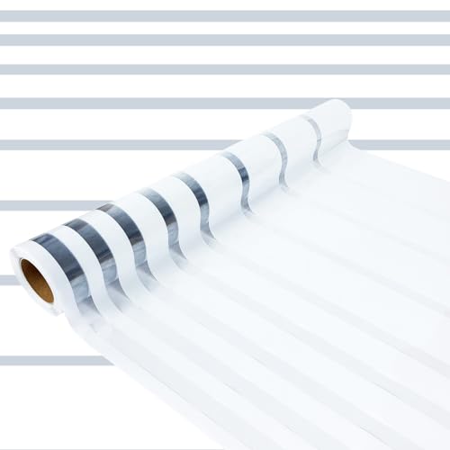 Fensterfolie selbsthaftend 67,5x100 cm | Statische Sichtschutzfolie ohne Kleber aus PVC | Selbsthaftende Glasfolie für Lichtdurchlass und Privatsphäre | Fensterfolie statisch haftend | Weiße Streifen von DecoMeister