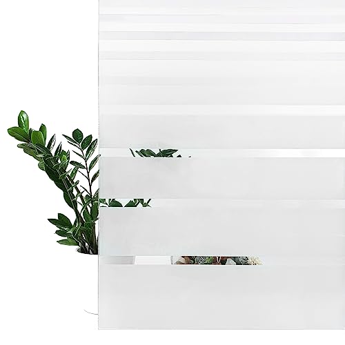 DecoMeister Fensterfolie statisch selbsthaftend Glasfolie UV-Schutz Sichtschutzfolie Dekofolie für Schlafzimmer, Badezimmer, Kinderzimmer Adhäsionsfolie 67,5x240 cm White Stripes von DecoMeister