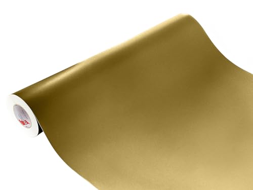 DecoMeister Klebefolie Deko-Folie Selbstklebefolie Selbstklebende Möbelfolie Einfarbig Einheitliche Farbe 100x100 cm Gold Matt von DecoMeister