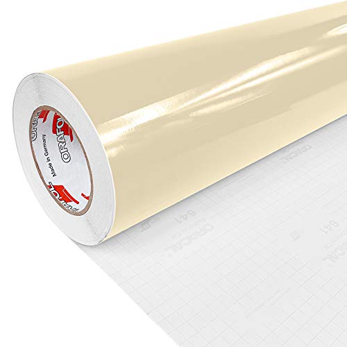 DecoMeister Klebefolie Deko-Folie Selbstklebefolie Selbstklebende Möbelfolie Einfarbig Einheitliche Farbe Fertigrolle 100x100 cm Beige Hochglanz Glanz Glänzend von DecoMeister