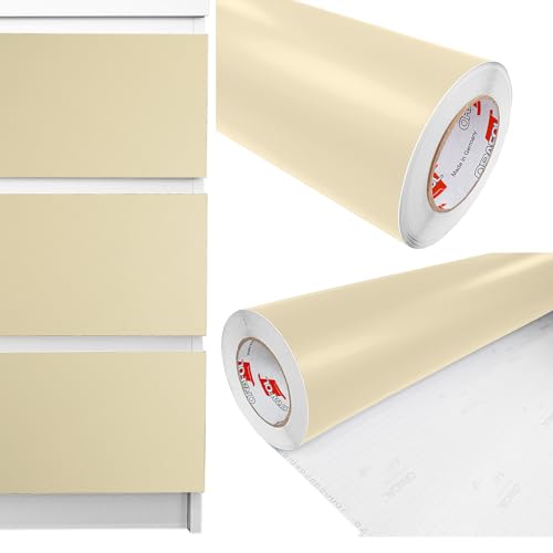 DecoMeister Klebefolie Deko-Folie Selbstklebefolie Selbstklebende Möbelfolie Einfarbig Einheitliche Farbe Fertigrolle 100x150 cm Beige Matt von DecoMeister