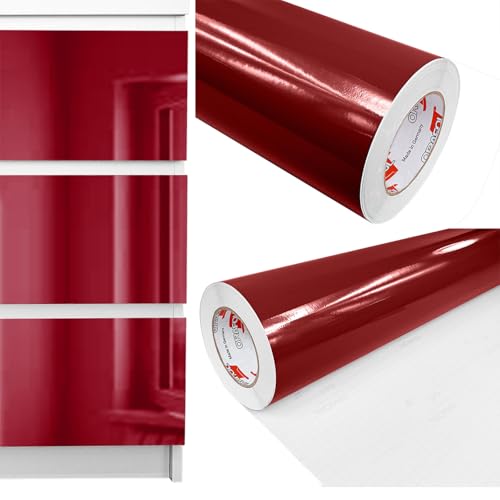 Möbelfolie selbstklebend 100x200 cm | Einfarbig Klebefolie für Möbel | Klebefolie Möbel - einfache Anwendung, ideal für die Renovierung von Küche oder Bad | Möbelfolie | Burgundrot Hochglanz von DecoMeister