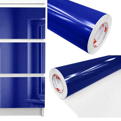 Möbelfolie selbstklebend 100x400 cm | Einfarbig Klebefolie für Möbel | Klebefolie Möbel - einfache Anwendung, ideal für die Renovierung von Küche oder Bad | Möbelfolie | Kobaltblau Hochglanz von DecoMeister