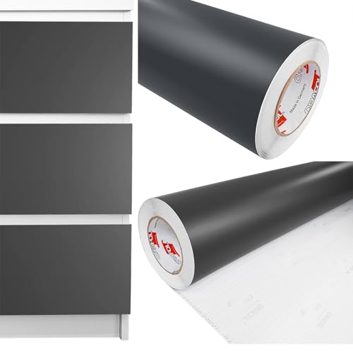 DecoMeister Möbelfolie selbstklebend 100x450 cm | Einfarbig Klebefolie für Möbel | Klebefolie Möbel - einfache Anwendung, ideal für die Renovierung von Küche oder Bad | Möbelfolie | Graphitgrau Matt von DecoMeister