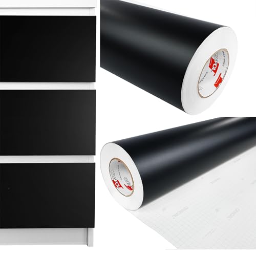 DecoMeister Möbelfolie selbstklebend 100x5000 cm | Einfarbig Klebefolie für Möbel | Klebefolie Möbel - einfache Anwendung, ideal für die Renovierung von Küche oder Bad | Möbelfolie | Schwarz Matt von DecoMeister